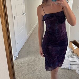 Chic Purple Midi Dress with Spaghetti Straps
